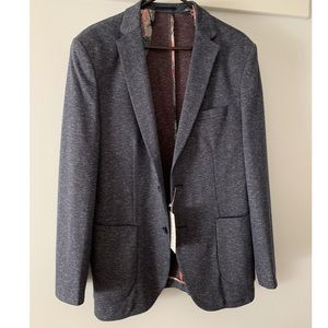 NWT Tom James Herringbone Sport Coat Blue Grey Blazer